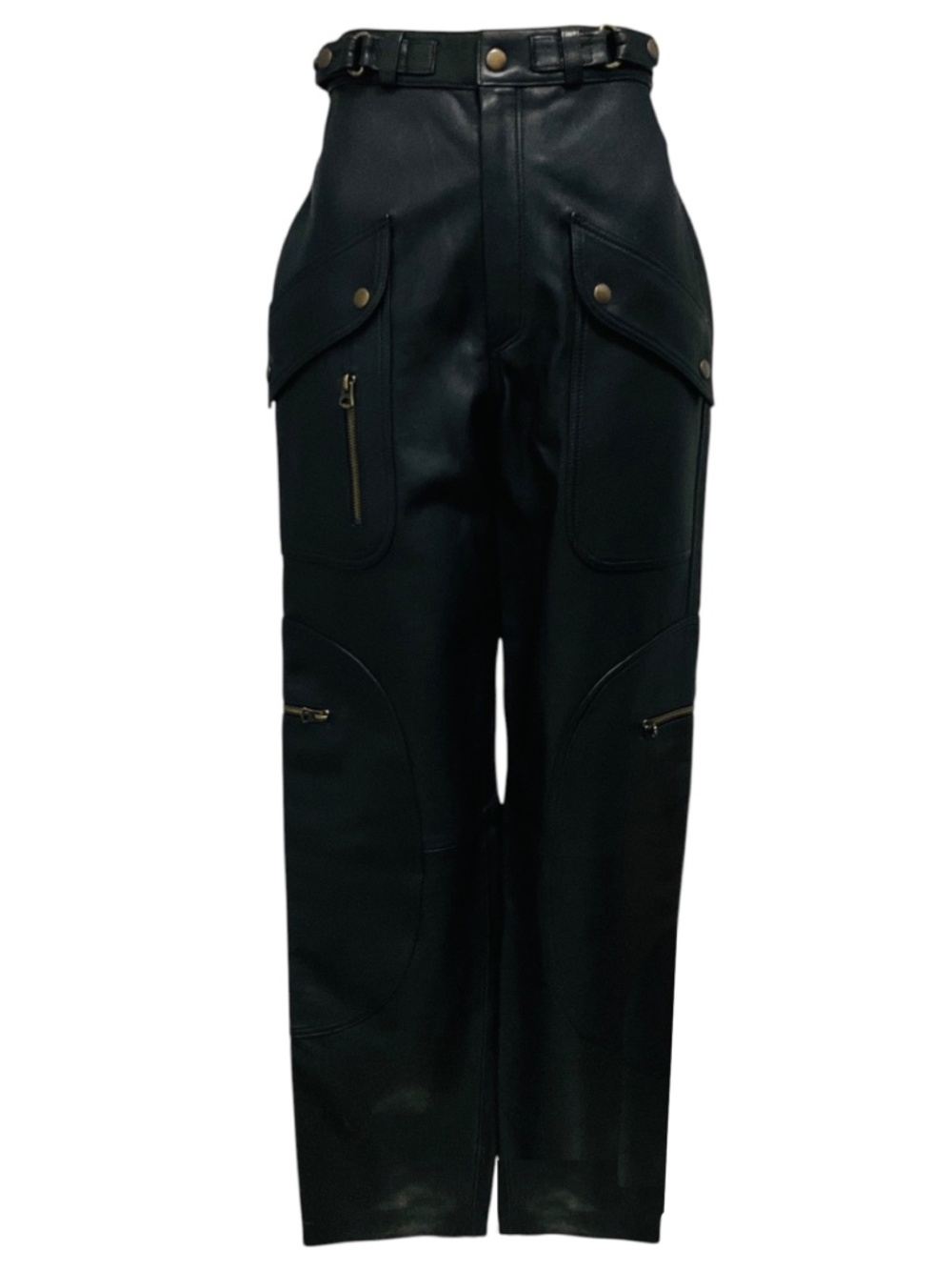 RE/DONE BLACK RACER LEATHER TAPERED TROUSERS